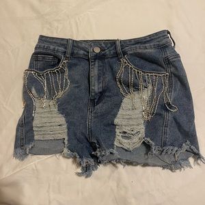 Jean shorts, sparkles, ripped jean shorts, flattering